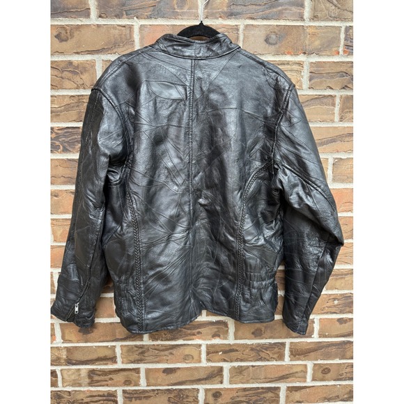 Diamond Plate Genuine Leather Black Motorcycle Biker Jacket‎ Zip Front Women - Picture 9 of 9